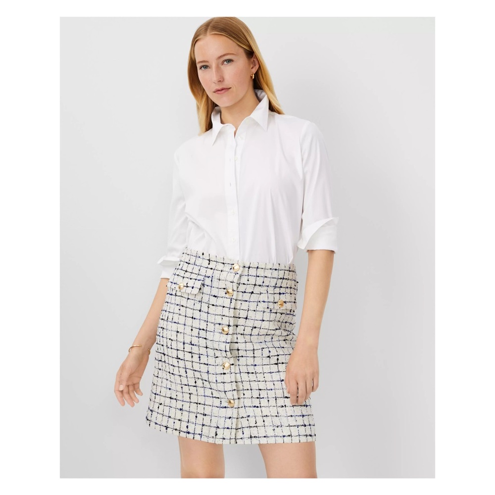 Ann Taylor • Tweed Button Skirt • Size 4